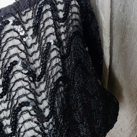 VINTAGE RARE St Martin Sequin Beaded Bell Sleeve Pullover The 70s Disco Era Top - Picture 8 of 14